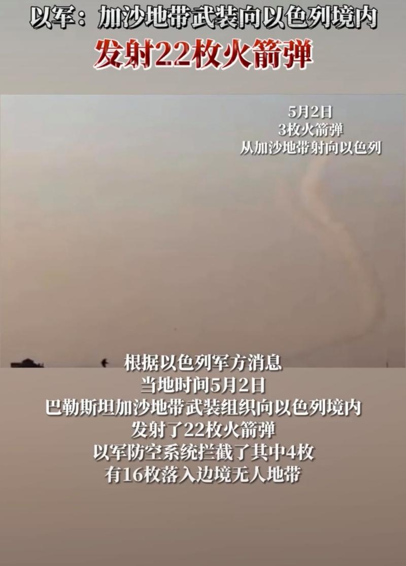 以国防军:加沙地带武装向以色列发射火箭弹